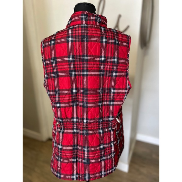 Croft & Barrow Red Plaid Quilted Puffer Vest Size Large Women's - Picture 2 of 7